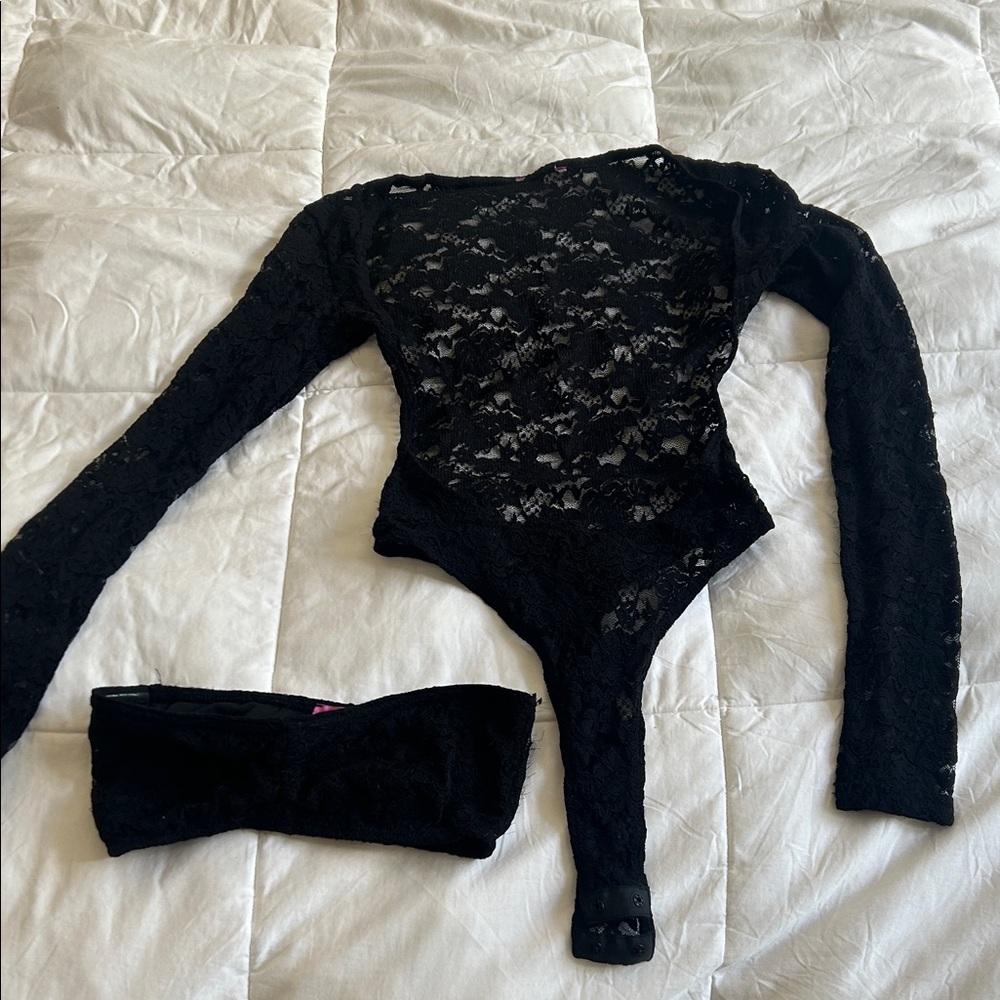 Edikted Black Lace Long Sleeve Top